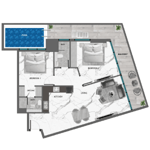 2-BHK with Pool